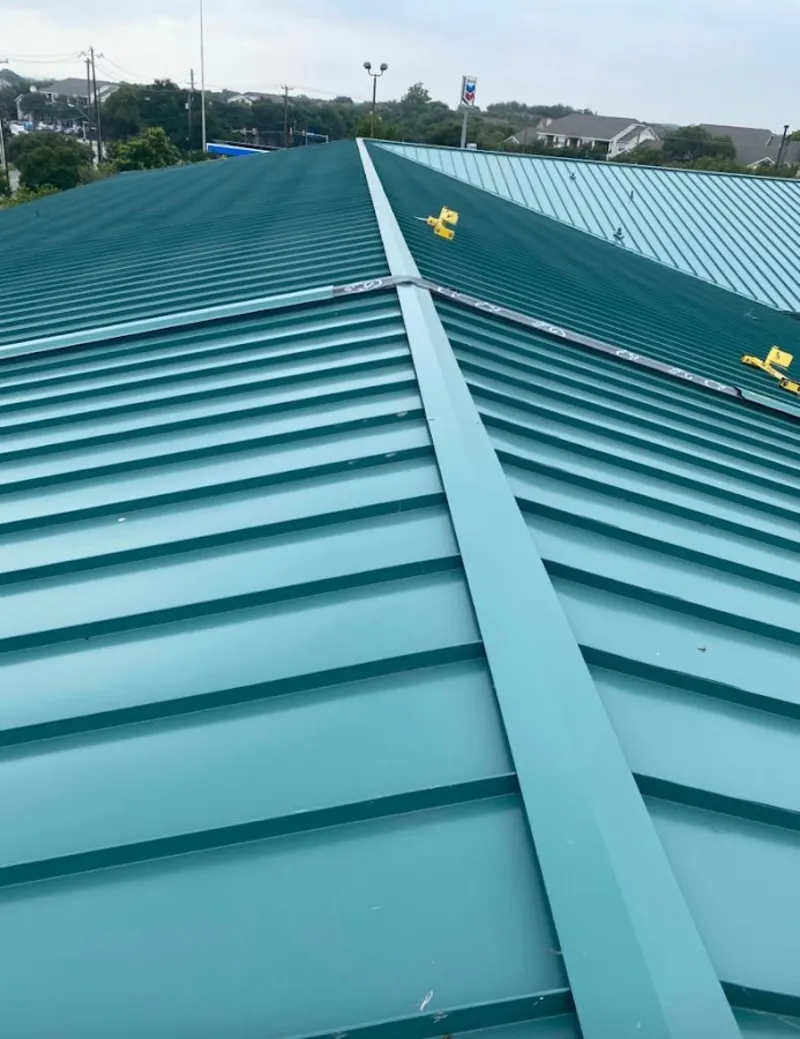 Green commercial metal roof ridge and valley for Metal Roof Repair in Greenville